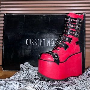 Current Mood Hell Raider Platforms - Red/Black 5-inch Sz 5 Platforms w/Buckles